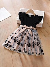 B 13058 Girl's Floral Sleeve Dress Ůͯ�w���B��ȹ