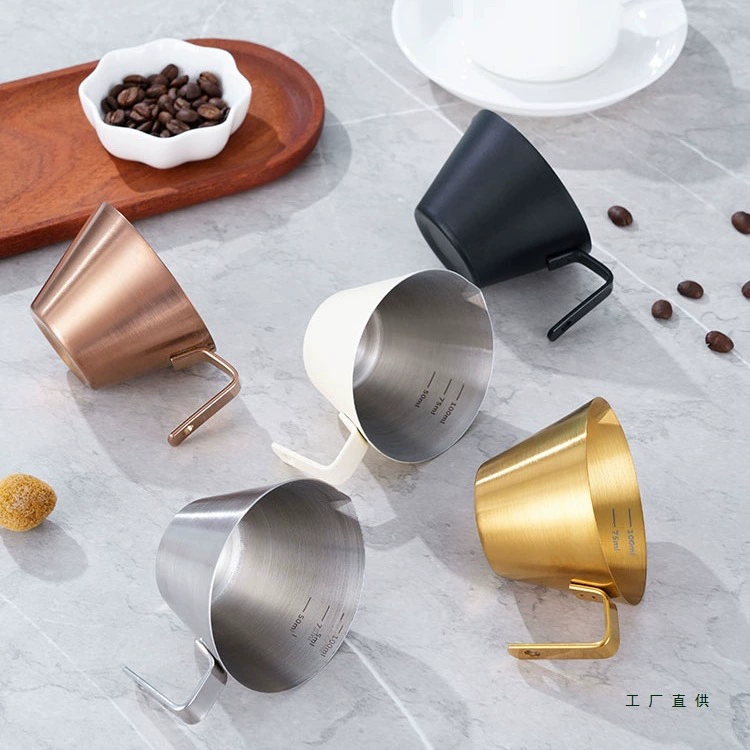 Чашка для экстракции эспрессо из нержавеющей стали 304, мерная чашка для жидкости эспрессо со шкалой, чашка для молока, чашка в унциях, 100 мл, нет