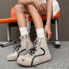 爆款多巴胺复古红色德训鞋女款2025春夏季新款拼色休闲板鞋运动鞋