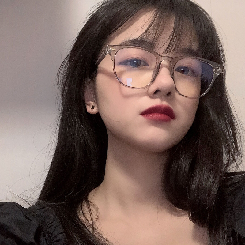 Versatile Minimalist Korean Version 2026 Large-frame Anti-blue Light Glasses Women, Trendy Square Plain Lenses, Retro Simple Internet_voghion.com