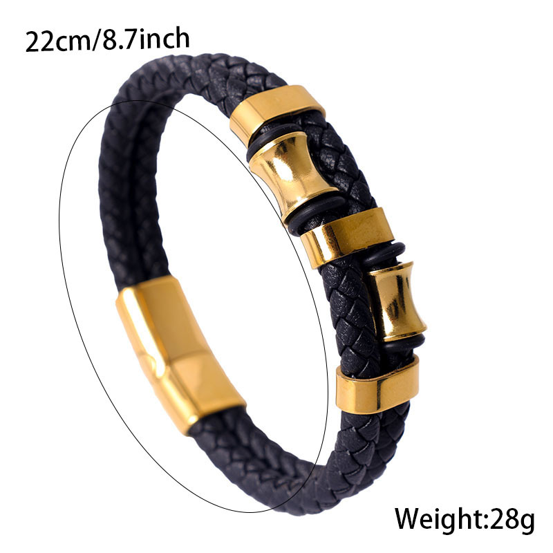 Men's Braided Leather Bracelet Waterproof And Hypoallergenic_voghion.com