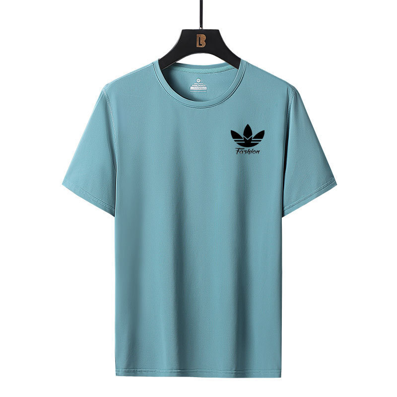 Clover Brand T-Shirt, Ice Silk Quick-Dry Sports Fitness Loose Short-Sleeve Trendy Men's T-Shirt with Any Logo Embroidered or Printed Clover Brand T-Shirt, Ice Silk Quick-Dry Sports Fitness Loose Short-Sleeve Trendy Men's T-Shirt with Any Logo Embroidered or Printed