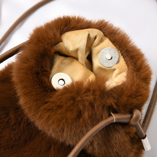 Autumn and winter new furry mobile phone bag Internet celebrity plush small bag single shoulder cross-body bag trendy vertical mini bag women's coin purse