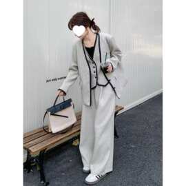 春季撞色拼接马甲西装套装女2025新款高级感减龄盐系穿搭三件套装