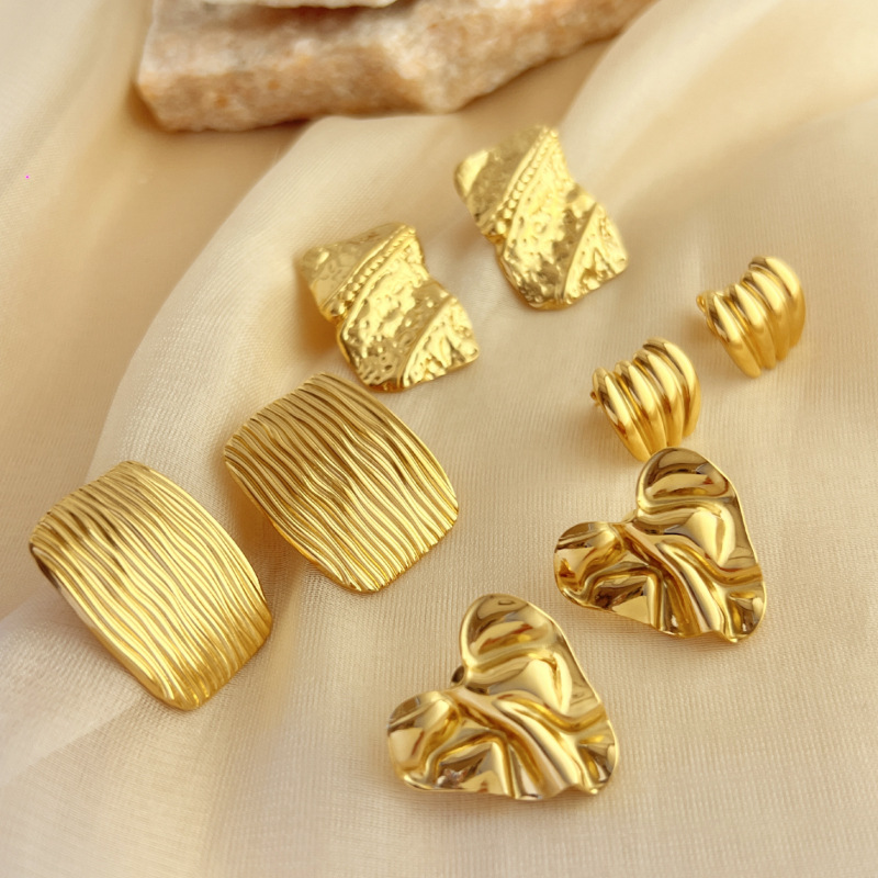 Exaggerated 18K Gold Stainless Steel Studs Ladies