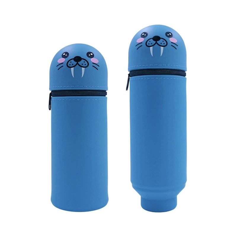 Silicone Cartoon Pencil Case, Large-Capacity Foldable Stationery Pouch, Dinosaur & Animal Designs