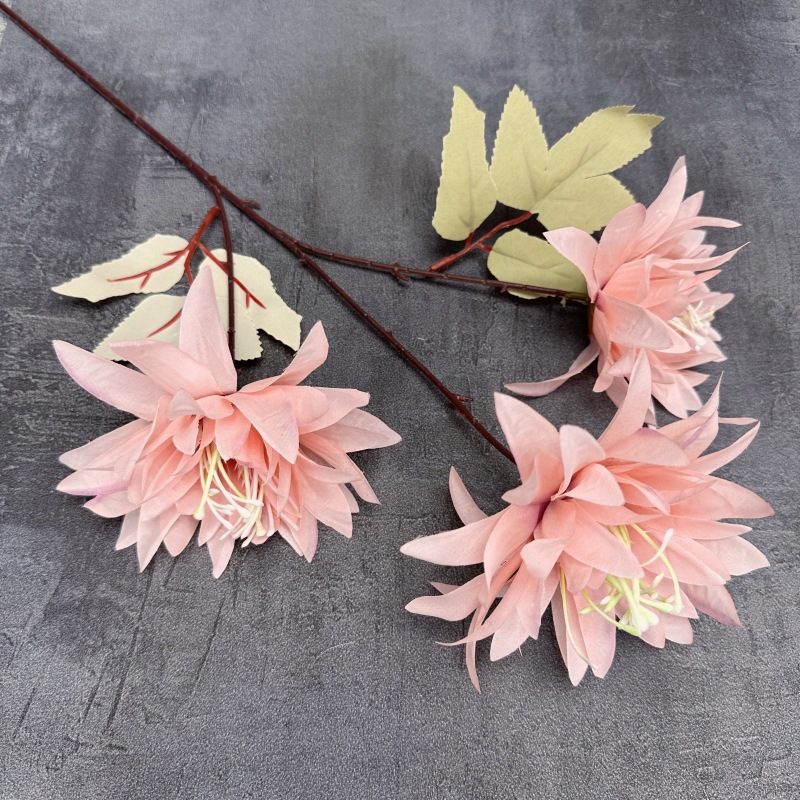 3 grandes crisantemos dahlia, accesorios de fotografía, decoración de boda, flores artificiales, flores de seda, flores falsas, ramo de flores