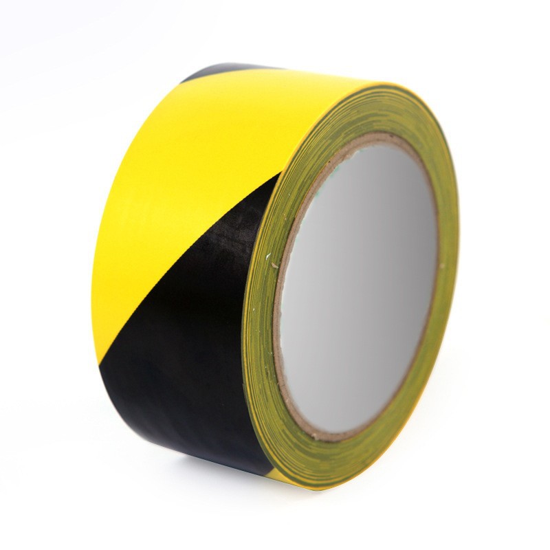 PVC amarillo cinta de advertencia suelo película protectora amarillo negro línea de cebra cinturón de advertencia cinturón de aislamiento contra incendios image 7
