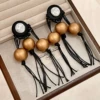 Black wooden golden beaded bracelet, earrings, silver 925 sample