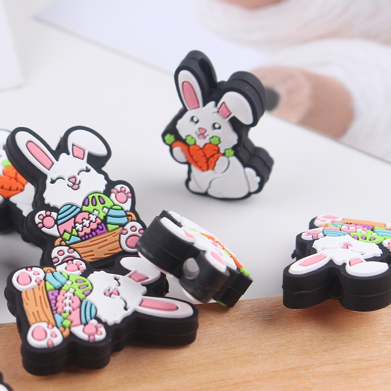 Nuevo creativo conejo de Pascua de silicona molar juguetes pulsera de goma tetina collar accesorios joyas