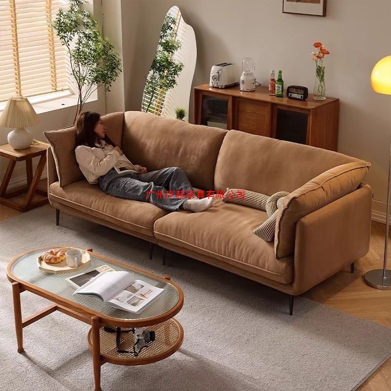 Small Apartment Sofa Living Room Modern Minimalist Rental House Apartment Anti-Cat Scratch 2025 Internet Celebrity French Straight Sofa