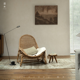 R^ | Southeast Asian Rattan Art\Japanese Wabi-Sabi Retro Style Natural Real Rattan Sofa Casual Designer Single Chair