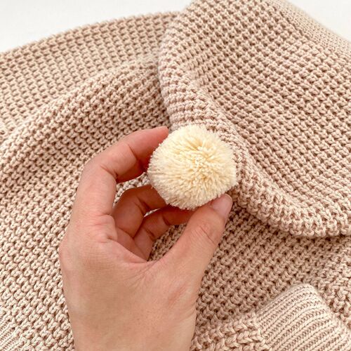 2024 Spring and Autumn Girls Baby Hooded Cardigan Set Solid Color Cotton Knitted Top Lace-up Bread Pants Two-piece Set