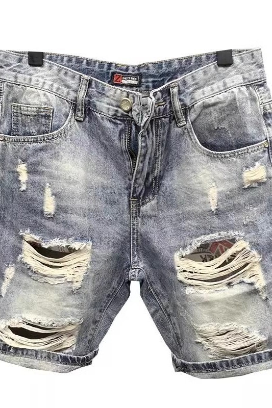 Hellblaue Jeansshorts Für Herren Im Angesagten Used-look_voghion.com