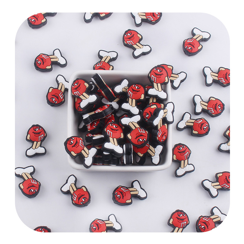 Nuevos artículos para madres y bebés dibujos animados M-bean pequeñas perlas de silicona creativas DIY tetas cadena de pulsera juguetes accesorios de goma de dente