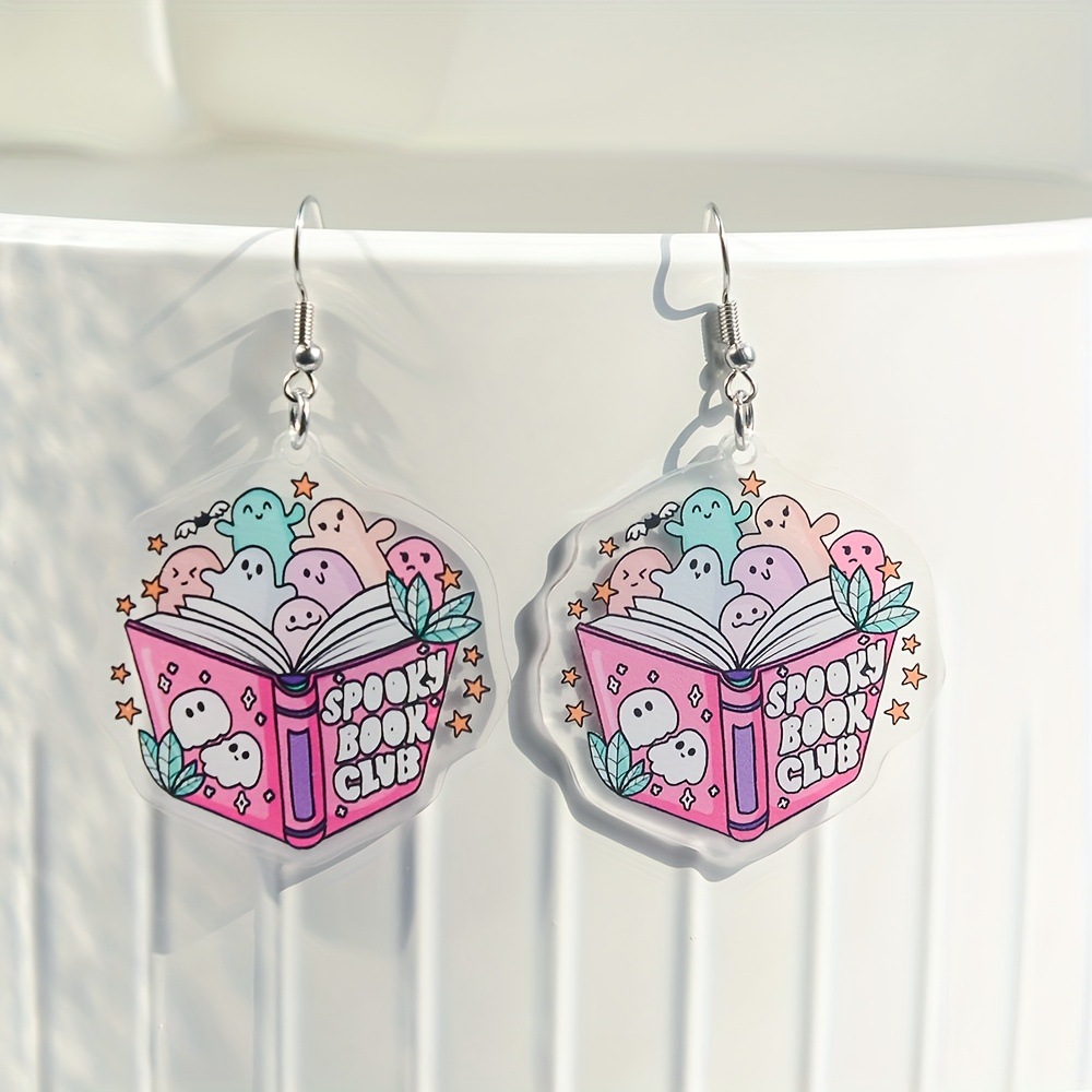Ghost acrylic design earrings stainless steel