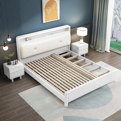 Nordic solid wood bed 1.5 meters master bedroom modern minimalist double bed luxury rental high box storage economical full bed