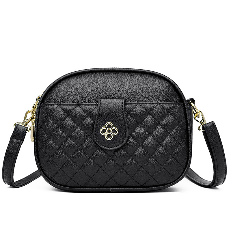 Nuevo bolso de otoño para mujer, bolso cruzado de cuero suave de alta gama, gran capacidad, bolso de hombro para mujer de mediana edad, bolso redondo pequeño y versátil