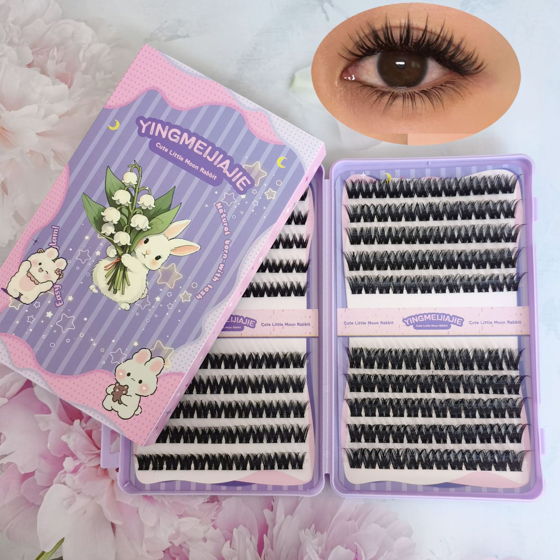 Parillas falsas transfronterizas, pestañas extendidas sin pecado, pestañas densa, pestañas falsas DIY, estilo natural, pestañas falsas sin pegamento.