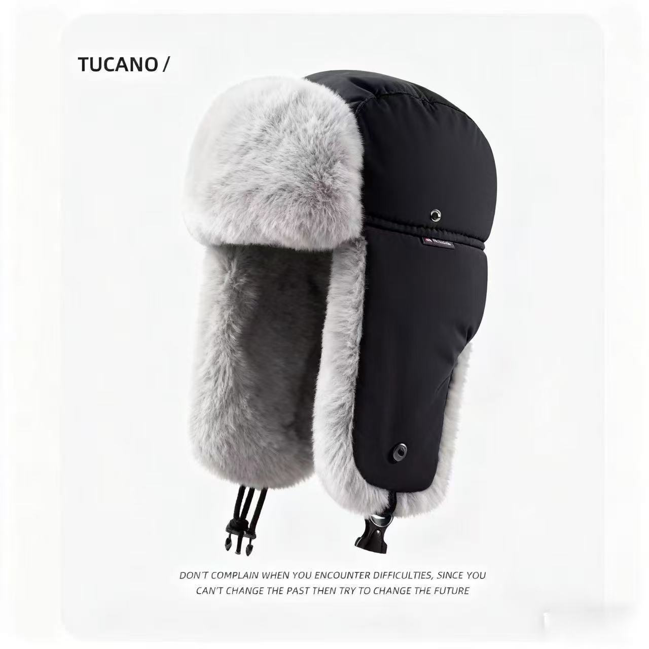 Invierno engrosado gorra de tormenta de moda para hombres y mujeres a prueba de viento cálido gorra de ciclismo de orejas esponjosa cadena gorra de vuelo de algodón