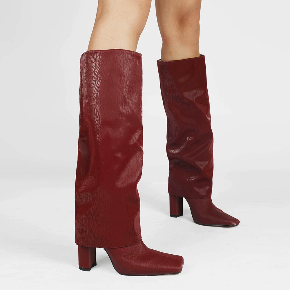 2021 весенне-осенние сапоги на высоком каблуке на толстом каблуке, но сапоги до колен, женские ботинки больших размеров 40-47, кросс-трендовые брючные ботинки