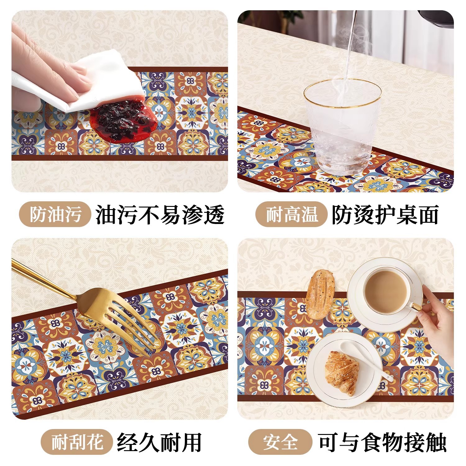 Mesa de comedor americana impermeable anti-contaminante sin lavado anti-escaldado almohadilla de mesa de PVC ligera de lujo de alta calidad mesa de té tela protectora de escritorio