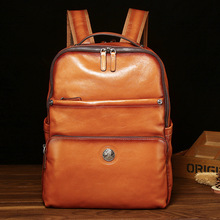 原创手工复古真皮潮流双肩包旅行背包时尚百搭大容量男背包电脑包
