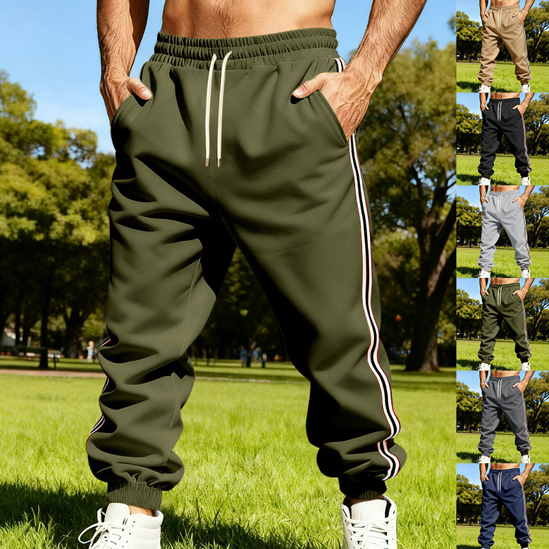 Amazon Winter Clothing European and American Men's Heavyweight Velvet American Loose Casual Simple Training Sports Jogging Pants