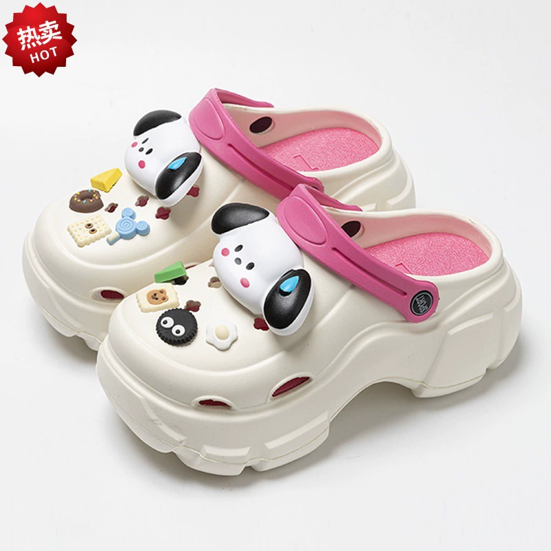 2024 новые ПВХ пещерные ботинки для женщин летом носить толстую подошва, чтобы наступить на фекалии, противоскользящие пляжные булочки, чтобы увеличить холодные тапочки