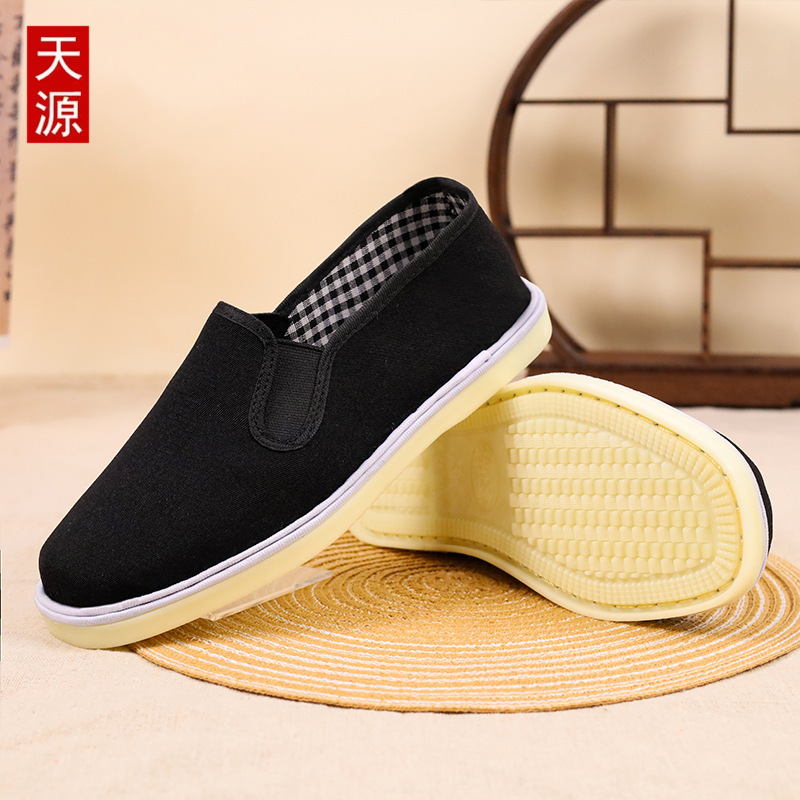 Zapatos gruesos de tela negra zapatos viejos zapatos de tela Beijing papá conductor hecho a mano absorbente de sudor gruesa suela de algodón de mediana edad de múltiples capas de fondo