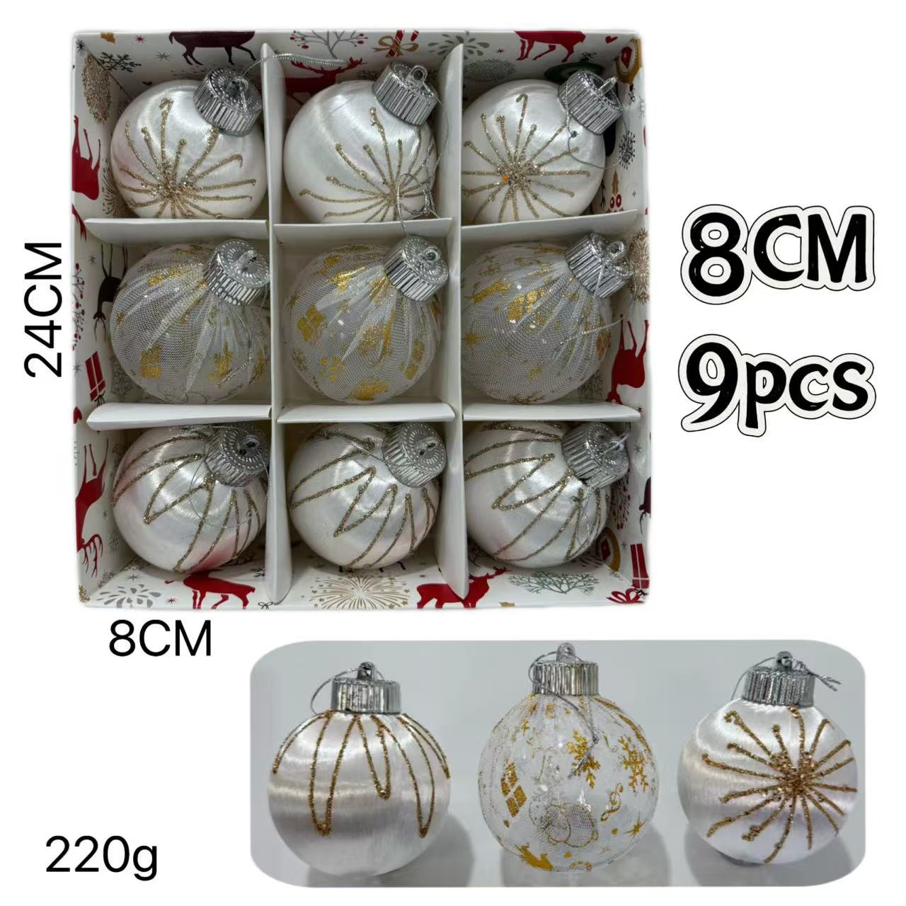 Nuevos bolas de Navidad transfronterizas 8cm / 9pcs decoraciones de árbol de Navidad colgante decoración de Navidad diseño de escena image 7