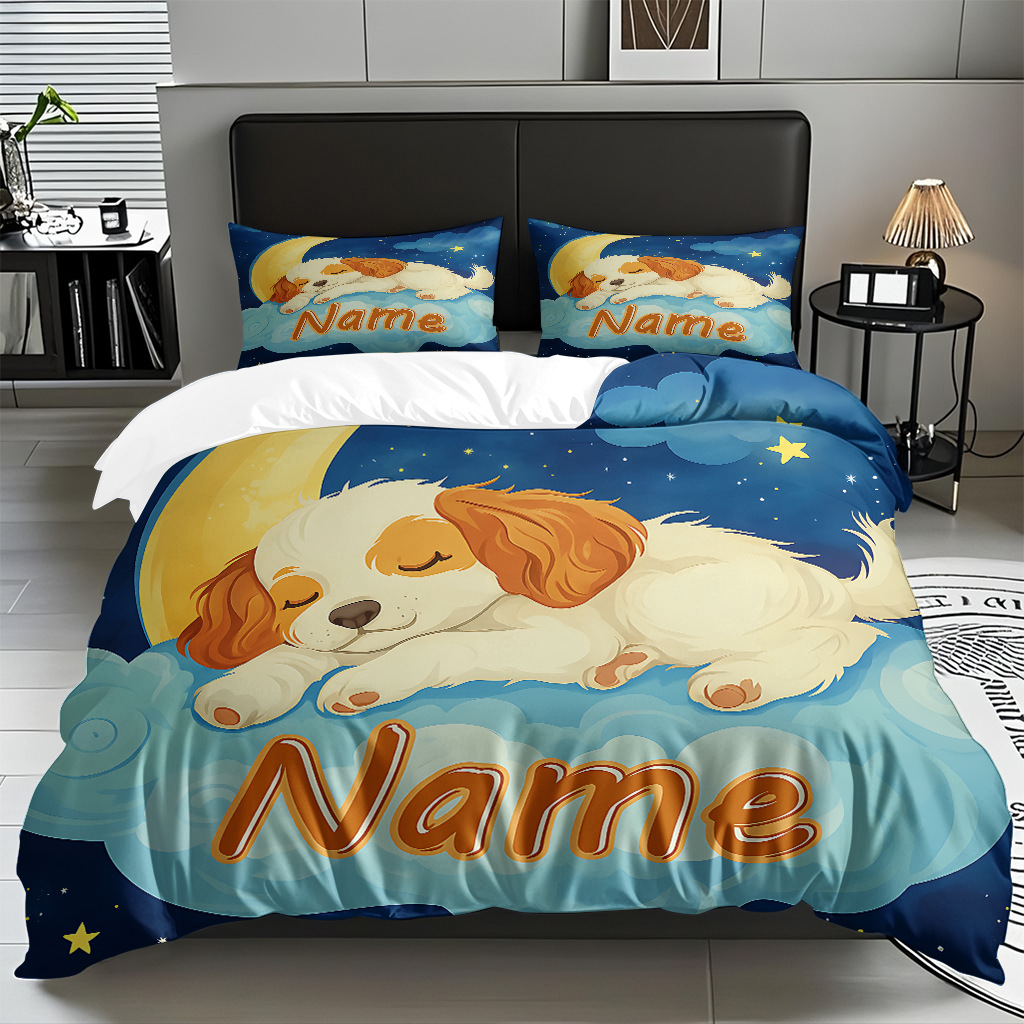 Explosión transfronteriza pro-piel transpirable abrasión caricatura cachorro impresión digital colcha colcha ajustación TEMU JIT