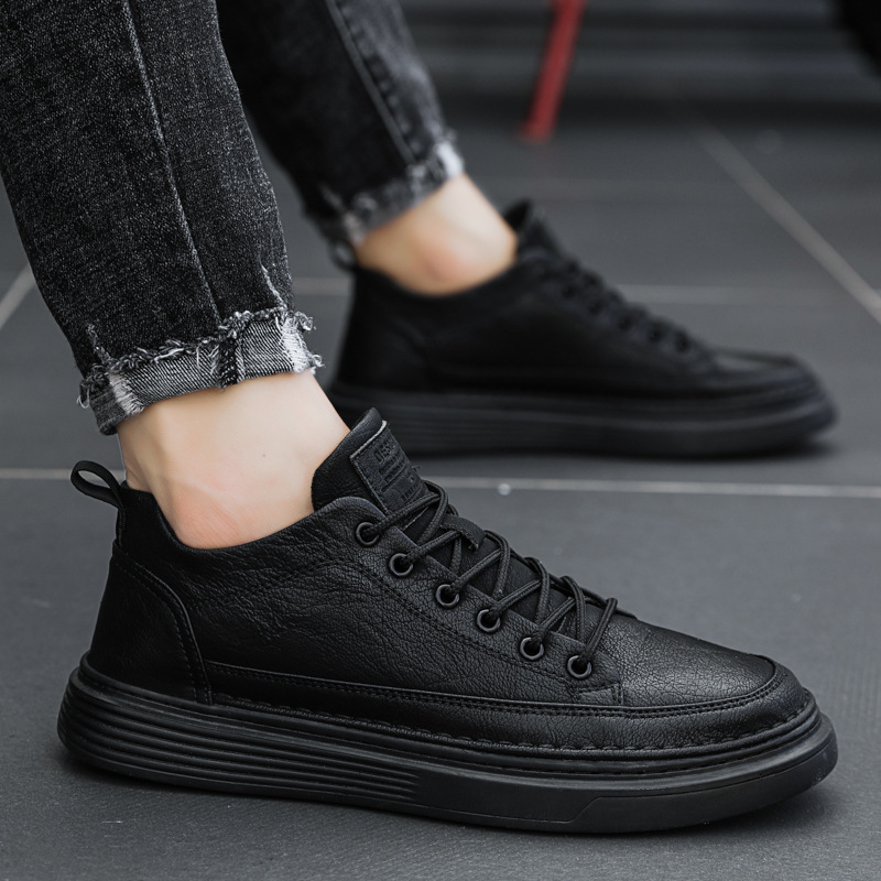 Men's 2022 Autumn New Retro Youth Casual Shoes Men's Outer Wear Low Lace-up Small Leather Shoes