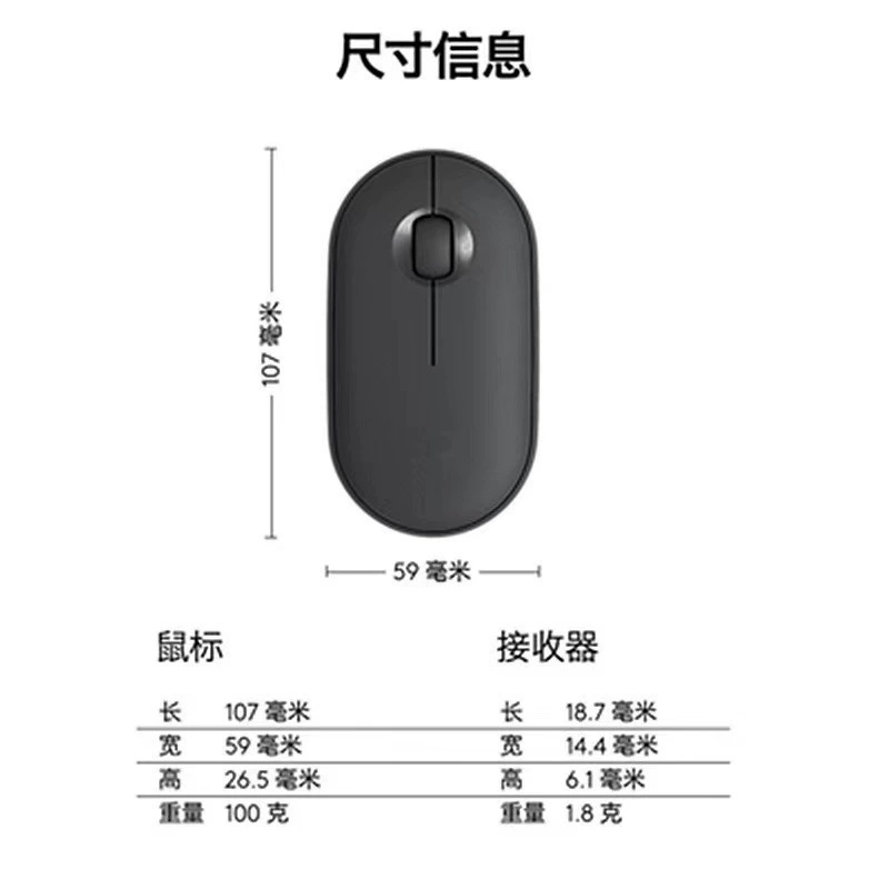 Wireless Mouse Logitech M350 Pebble, Dual-Mode Bluetooth/USB, Portable Silent Design
