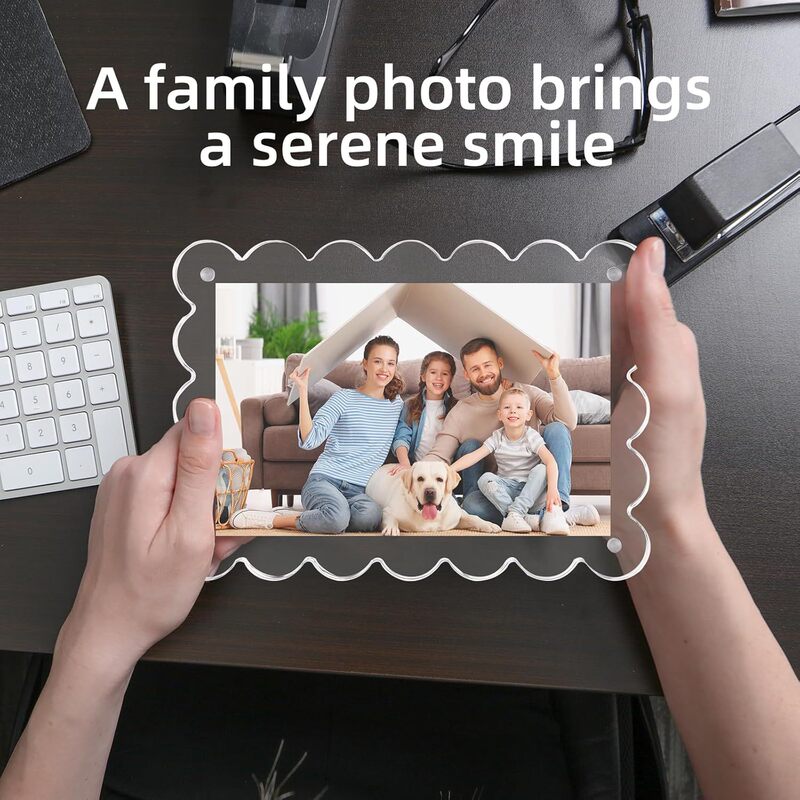 Fan-Shaped Acrylic Photo Frame Magnetic Double-Sided Frame 10+10 mm Transparent Desktop Display Photo Frame 4X6