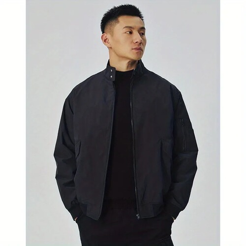 American Retro MA1 Pilot Jacket for Men Loose Collar Casual Couple Trend Brand Workwear Outerwear Spring and Autumn Black