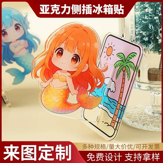 亚克力侧插冰箱贴定制创意侧吸双插立牌定做立体磁吸照片个性装饰