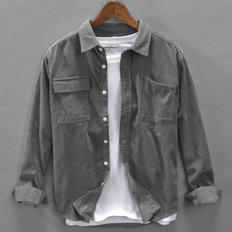 2023 New Men's Workwear Jackets Trendy Casual Spring and Autumn Loose Topss Spring Corduroy Shirt Tops