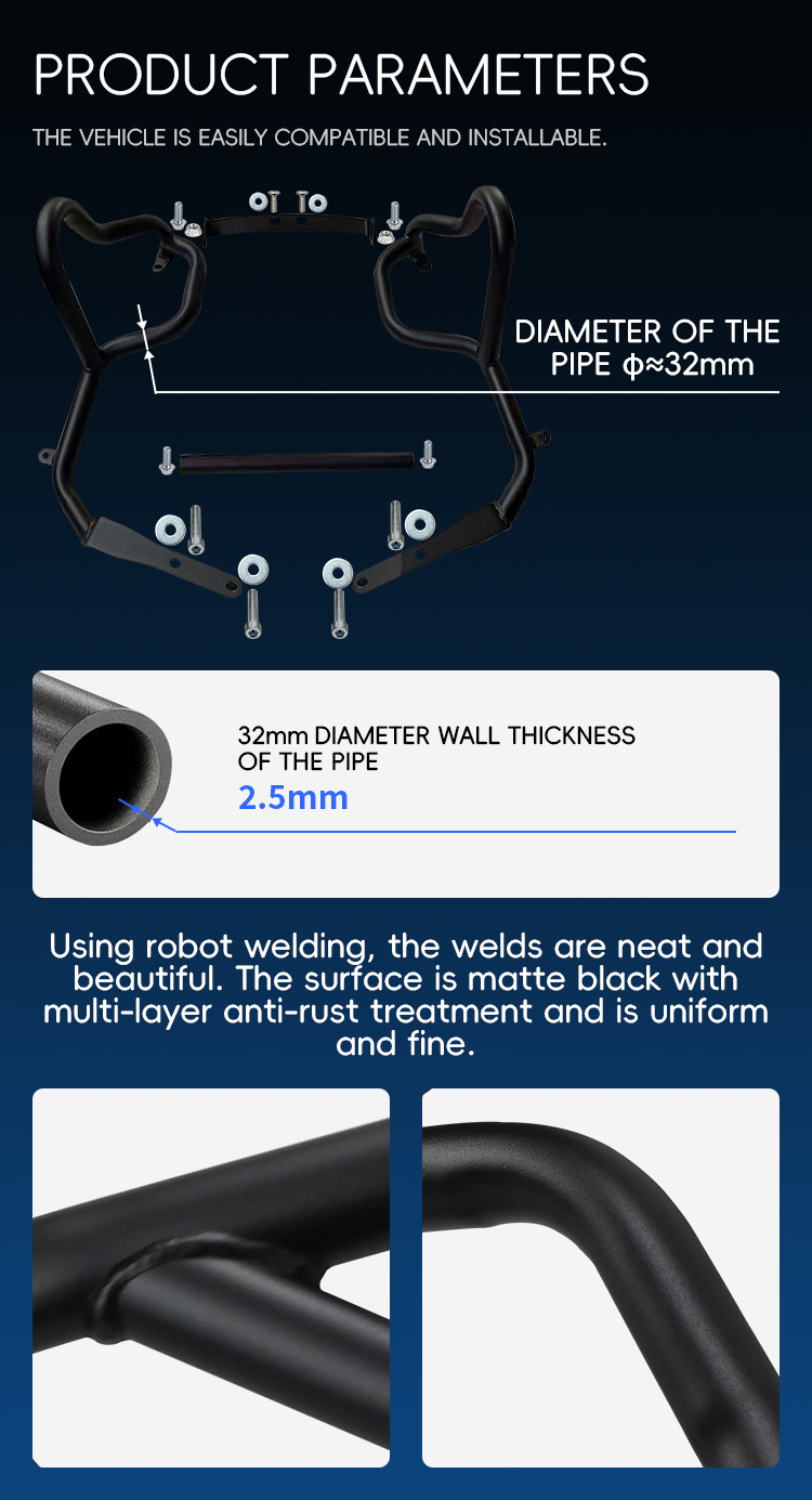 Suitable for Qianjiang Flash 250V crash bars, anti-fall bumpers, and rear rack side bag protection modification