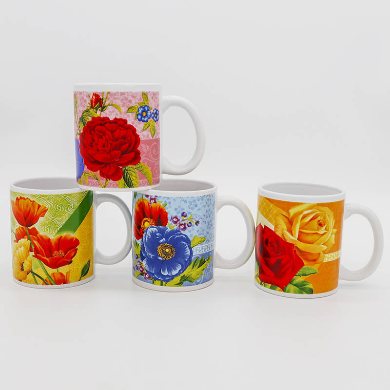 12OZ flor asada taza de cerámica recta taza de cerámica taza de agua creativa taza de leche taza de café al por mayor