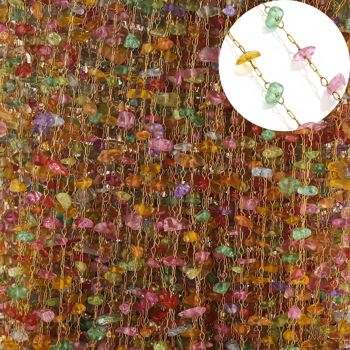 Acero inoxidable chapado de cristal de color cadena de cuentas DIY material hecho a mano collar de pulsera gafas