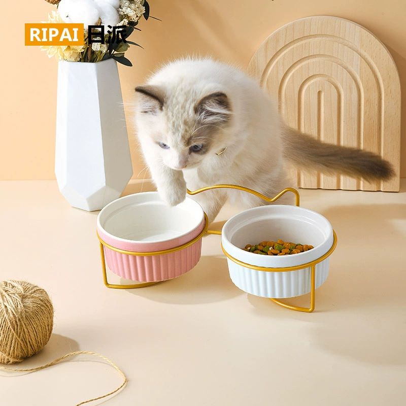 Источник продукта кот, миска с зернистой поверхностью, полка для кошек, Amazon база для питомцев, индивидуальная двойная миска, держатель для питомца, производитель