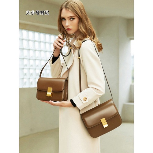 Leather Tofu Box Small Square Bag  New Style Fashion High-end Wedding Bag Retro Single Shoulder Crossbody Bag for Women