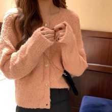 圈圈纱软糯毛衣开衫女秋冬设计感纯色温柔针织上衣韩系高级感外套