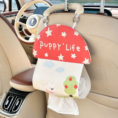 Car tissue box/set Tissue Hanging Bag for Car - running-puppy-leather-tissue-bag