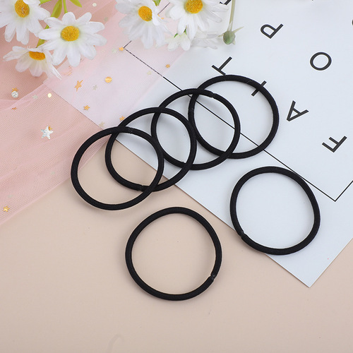 Cross-border Korean style thick 4mm black high elastic hair seamless hair rope hair ring diy accessories headwear gifts wholesale