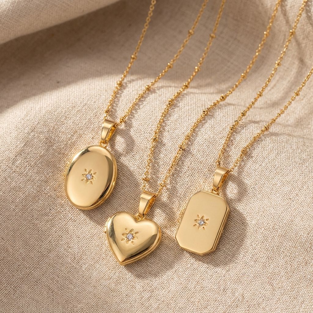 European and American Cross-Border Amazon Heart-Shaped Oval Photo Album Frame Necklace, Vintage and Simple, Openable Necklace, 14K Gold Plated