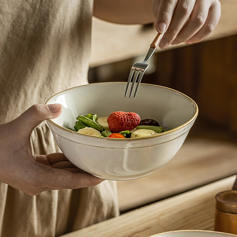 Vajilla de cerámica de la vendimia de estilo europeo Beiyu Sheng serie Tazón plato traje hogar ensalada plato pasta plato de aspecto alto