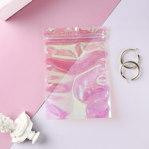 Rainbow film laser ziplock bag jewelry packaging bag colorful plastic seal bag color seal bag