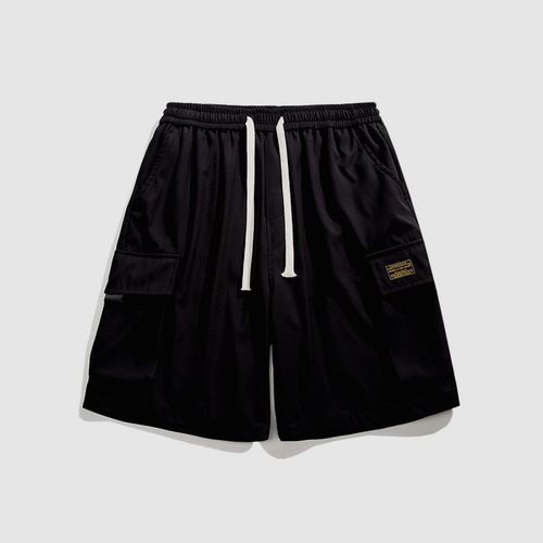 Summer Five-Part Leisure Pants for Men, Loose Straight Leg Coveralls, Hong Kong Style Work Pants, Beach Pants, Sports Pants